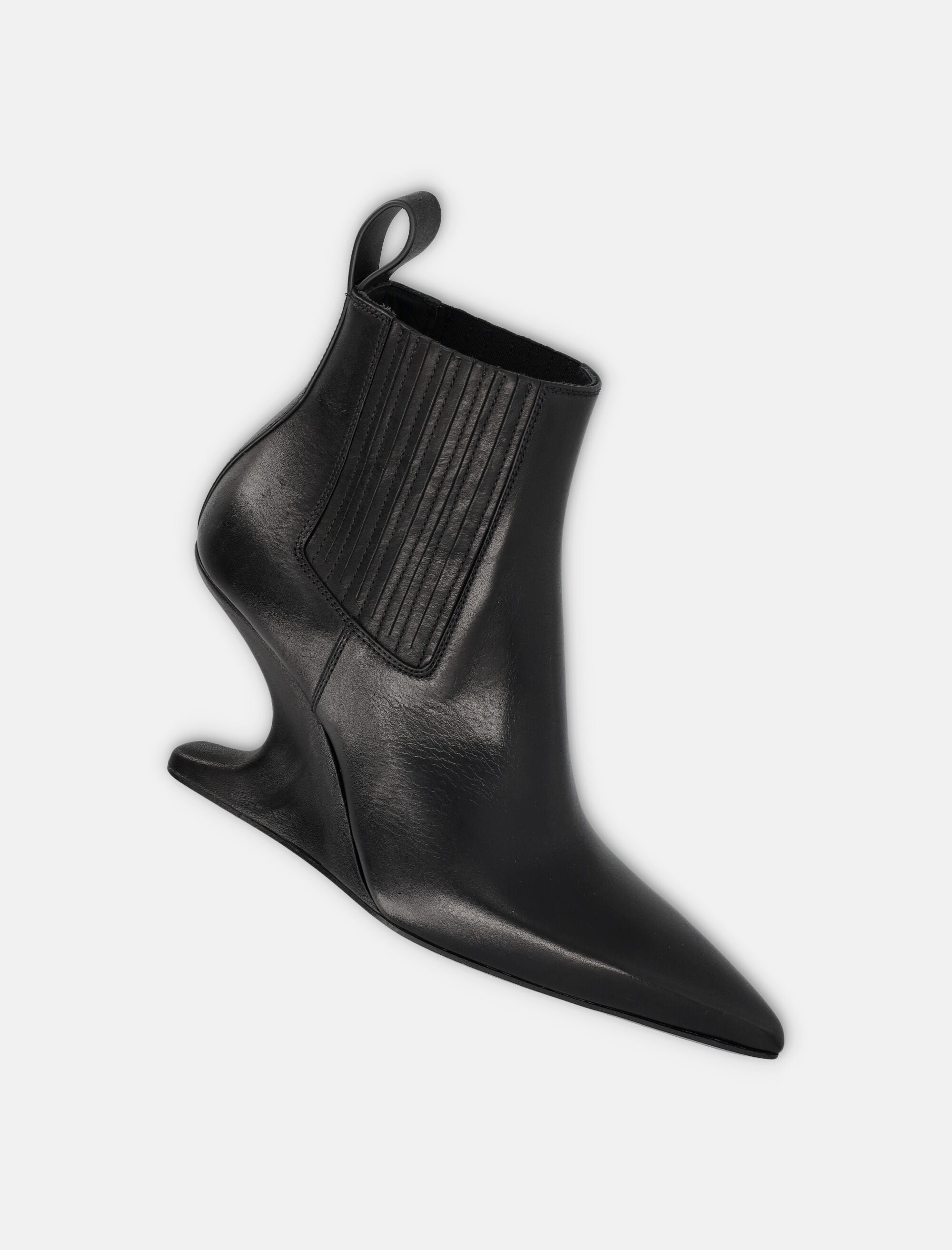 Rick Owens Ankle Sharp Black Washed Calf Leather Boots