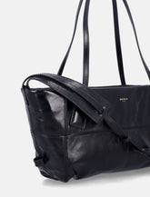 Balmain black leather shopper bag with shoulder strap -  | Spazio Pritelli