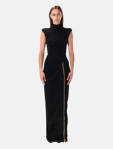 Balmain long black jersey dress with zip -  | Spazio Pritelli