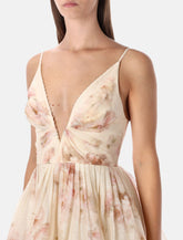 Zimmermann Hypnotic silk linen V neck mini dress -  | Spazio Pritelli