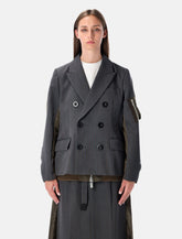 Sacai wool and twill double-breasted blazer -  | Spazio Pritelli