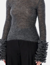 Alaïa grey mohair sweater with ruffled cuffs -  | Spazio Pritelli