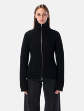 Maison Margiela Wool Ribbed Zip-Up High-Neck Cardigan -  | Spazio Pritelli