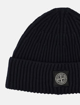 Stone Island Ribbed Wool Beanie with Logo Patch -  | Spazio Pritelli