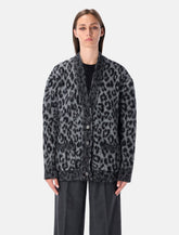 Oversized alpaca blend leopard cardigan -  | Spazio Pritelli