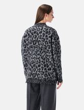 Oversized alpaca blend leopard cardigan -  | Spazio Pritelli