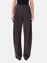 Pantaloni a gamba larga gessati marrone scuro Magda Butrym -  | Spazio Pritelli