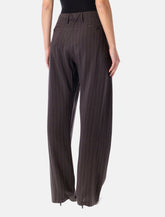 Pantaloni a gamba larga gessati marrone scuro Magda Butrym -  | Spazio Pritelli