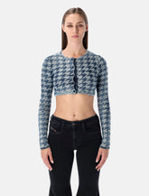 Diesel blue cropped houndstooth cardigan -  | Spazio Pritelli