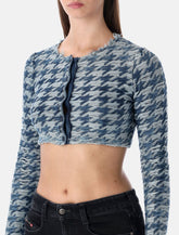 Diesel blue cropped houndstooth cardigan -  | Spazio Pritelli