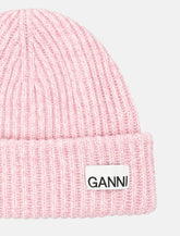 Ganni ribbed wool logo beanie -  | Spazio Pritelli