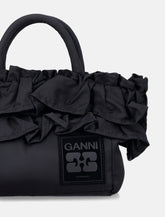 Ganni Black Nylon Ruffled Top Handle Bag -  | Spazio Pritelli