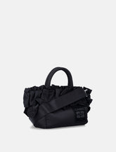 Ganni Black Nylon Ruffled Top Handle Bag -  | Spazio Pritelli