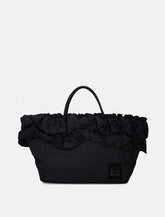 Ganni Black Nylon Ruffled XXL Shopper Bag -  | Spazio Pritelli