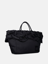 Ganni Black Nylon Ruffled XXL Shopper Bag -  | Spazio Pritelli