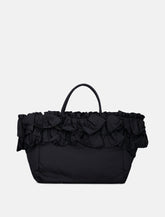 Ganni Black Nylon Ruffled XXL Shopper Bag -  | Spazio Pritelli