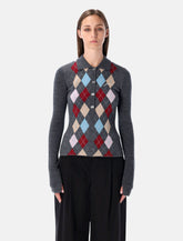 Ganni Grey Knitted Polo wool with Argyle Pattern -  | Spazio Pritelli