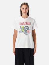 Ganni White Puppy Cotton T-shirt -  | Spazio Pritelli