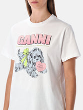 Ganni White Puppy Cotton T-shirt -  | Spazio Pritelli