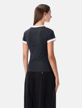 Ganni Black Cropped Teddy Cotton T-shirt -  | Spazio Pritelli