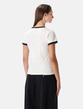 Ganni White Cropped Kitty Cotton T-shirt -  | Spazio Pritelli