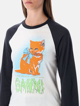 Ganni White Cropped Kitty 3/4 Sleeve T-shirt -  | Spazio Pritelli