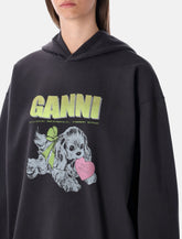 Ganni Dark Grey Oversized Puppy Cotton Hoodie -  | Spazio Pritelli