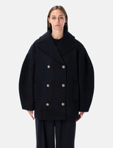 Ganni dark blue wool short peacoat -  | Spazio Pritelli
