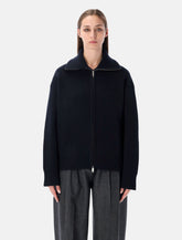 Studio Nicholson Sandos navy merino wool zipped cardigan -  | Spazio Pritelli