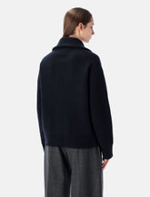 Studio Nicholson Sandos navy merino wool zipped cardigan -  | Spazio Pritelli