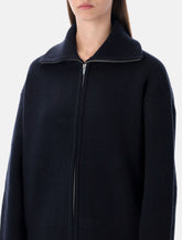 Studio Nicholson Sandos navy merino wool zipped cardigan -  | Spazio Pritelli