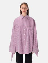 Balenciaga Oversized Striped Cotton Shirt with Knotted Cuffs -  | Spazio Pritelli