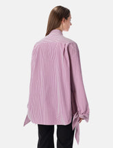 Balenciaga Oversized Striped Cotton Shirt with Knotted Cuffs -  | Spazio Pritelli