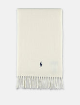 Polo Ralph Lauren wool scarf with fringe trim and logo -  | Spazio Pritelli