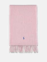Polo Ralph Lauren wool scarf with fringe trim and logo -  | Spazio Pritelli