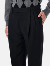 Ferragamo black tailored wool trousers with pleats -  | Spazio Pritelli