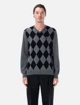 Maglia in lana vergine grigia con motivo a rombi di Ferragamo -  | Spazio Pritelli