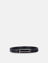 Black crocodile effect leather belt with T buckle -  | Spazio Pritelli