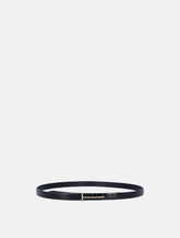 Black crocodile effect leather belt with T buckle -  | Spazio Pritelli