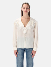 Chloé floral lace-trim jacquard silk blouse -  | Spazio Pritelli