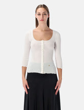 Cardigan in cotone con scollo profondo bianco di Chloé -  | Spazio Pritelli