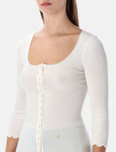 Cardigan in cotone con scollo profondo bianco di Chloé -  | Spazio Pritelli