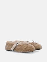 Miu Miu shearling ballerinas with buckle strap -  | Spazio Pritelli