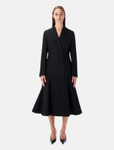 Fendi black Grain de Poudre wool midi coat with peplum -  | Spazio Pritelli