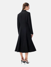 Fendi black Grain de Poudre wool midi coat with peplum -  | Spazio Pritelli