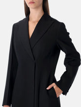 Fendi black Grain de Poudre wool midi coat with peplum -  | Spazio Pritelli