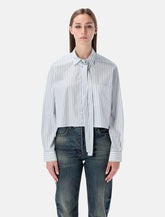 Prada striped poplin short shirt with scarf collar -  | Spazio Pritelli