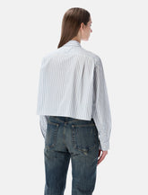 Prada striped poplin short shirt with scarf collar -  | Spazio Pritelli