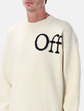 Off-White Bookish shared knit crewneck sweater with jacquard logo -  | Spazio Pritelli