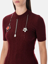 Prada burgundy wool sweater with jewel pendants -  | Spazio Pritelli
